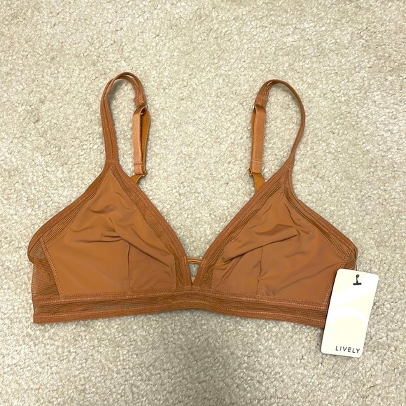 NWT LIVELY THE MESH TRIM BRALETTE: WARM OAK- SIZE S - Picture 1 of 6